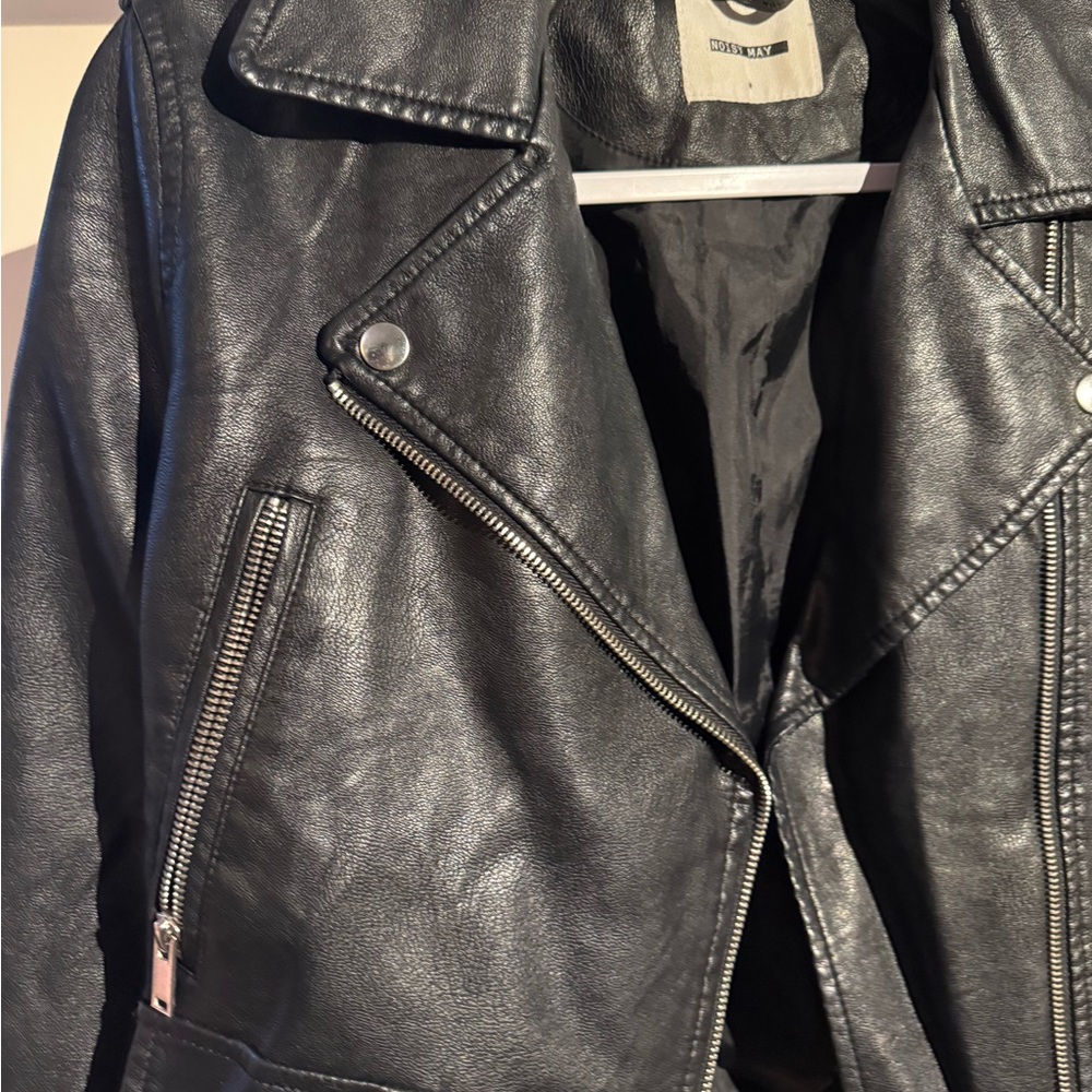 Noisy may Black Leather Biker Jacket